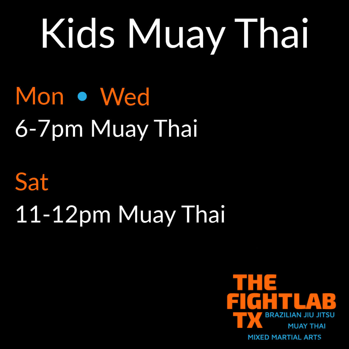 image of the kids muay thai schedule